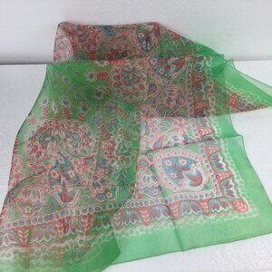 Vintage Large scarf 100% nylon square Flowers